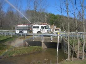 Engine 143 testing dry hydrant on Runkles Road