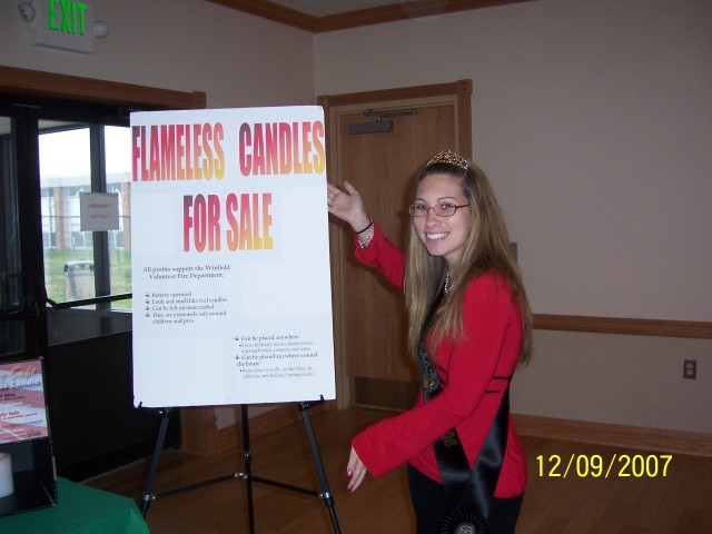 Fire Prevention Open House - Dec 2007   Miss Winfield Stacie Jaret selling Flameless Candles